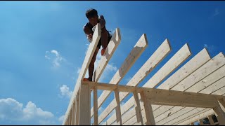 Building Lightweight Wooden House in Korea Step by step Framing process [upl. by Ecissej]