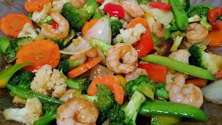 SHRIMP AND VEGETABLES STIR FRYRESTAURANT STYLE STIR FRY RECIPE [upl. by Wahlstrom818]