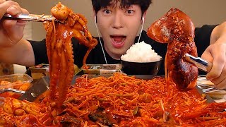 MUKBANG ASMR🦀매운 해물찜 먹방낙지오징어꽃게새우조개 아구찜SEAFOOD EATING SOUNDSSIO ASMR 시오 [upl. by Aiceila297]