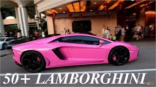 Up Close 50 Lamborghini Arriving and Parking  CNY Gathering 2015 [upl. by Ellimahs]