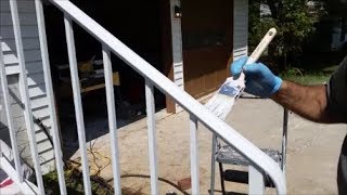 How to Paint A Wrought Iron Railing  Using Rustoleum Clean White Primer [upl. by Asiulairam643]