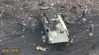 How Ukrainian drones destroyed Russian troops on Russian armored vehicles in the Vovchansk region [upl. by Sad]