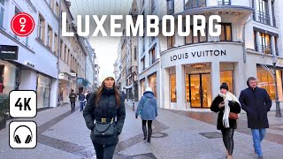 Luxembourg City 🇱🇺 Richest Country in the World 4K 60fps Walking Tour at Snowy Day 2024 ❄️ [upl. by Fiann]