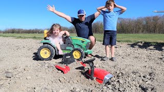 Using tractors to dig our kids tractor from the dirt  Tractors for kids [upl. by Llenrev347]