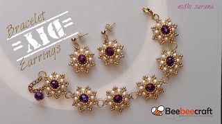 Royal Pearl Bracelet amp EarringsBeaded Jewelry making Tutorial Diy [upl. by Dnomzed645]