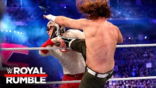 Sami Zayn eliminates Johnny Knoxville Royal Rumble 2022 WWE Network Exclusive [upl. by Nalrah]