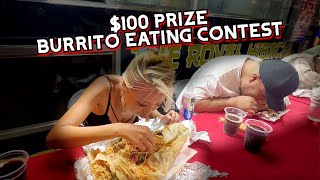 100 PRIZE BURRITO EATING CONTEST at The Royal Hibachi in Whittier CA RainasCrazy [upl. by Aneeuqal43]