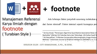 TUTORIAL CATATAN KAKI atau FOOTNOTE OTOMATIS PADA MENDELEY  turabian style footnotes [upl. by Irmgard547]