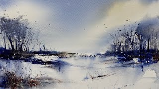 FOUR Colour Atmospheric Landscape WATERCOLOUR Tutorial Using Your Imagination [upl. by Oirazan280]