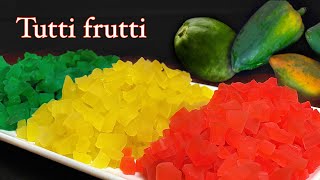 Tutti Frutti Recipe in TamilCandied Raw Papaya Tutty FruittyHow to make Tutti Fruiti from papaya [upl. by Annayr276]