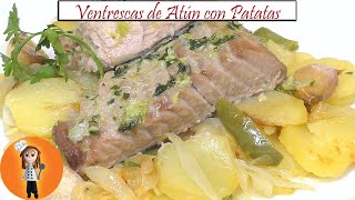 Ventresca de Atún con Patatas Panaderas  Receta de Cocina en Familia [upl. by Lennaj]