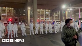 Covid lockdown protest break out in China city after deadly fire  BBC News [upl. by Natrav]