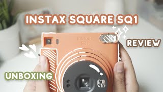 INSTAX SQUARE SQ1 UNBOXING 🧡 first impression  5 simple happiness while staying at home  Indonesia [upl. by Ajar496]