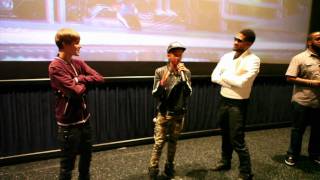 Justin Bieber Jaden Smith amp Usher quotNever Say Neverquot Theater Surprise [upl. by Ferren]