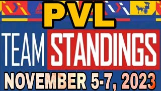 🔴 PVL  FULL TEAM STANDINGS  NOVEMBER 57 2023  PVL UPDATES [upl. by Ellehsat]