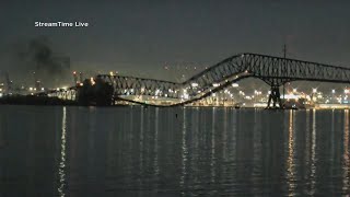 Video shows moment of Baltimore Francis Scott Key Bridge Collapse [upl. by Ynohtnael797]