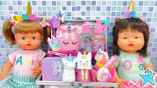 ANI y ONA RUTINA de MAÑANA con🦄UNICORNIOS Vídeos infantiles para niñas y niños de Muñecas y Juguetes [upl. by Ailemak163]