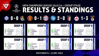 🔴 Champions League 202324 Results amp Standings as of 13 Dec  Qualified for Round of 16 [upl. by Asalocin]