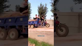 Double EXEL electric tricycle full of power drive on rural areas farmers good helper part242 [upl. by Ynamrej]