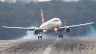 Crosswind Landings at Düsseldorf Boeing 777 A330 A320 B737 MD82 HD [upl. by Eeresid920]