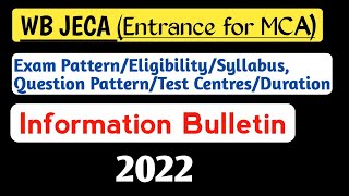 💠WB JECA  MCA ENTRANCE  WB JECA ELIGIBILITYSYLLABUSQUESTION PATTERNTEST CENTRE [upl. by Ecnarf]