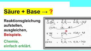 Säuren  Basen  Salze  Wasser Reaktionsgleichung aufstellen ausgleichen Beispiele [upl. by Moseley]