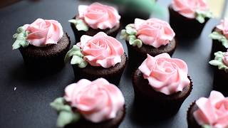 How to Pipe Buttercream Rosettes on Cupcakes ASMR [upl. by Aitrop]