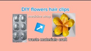 how to make flowers hair clips ❤️🌼DIY flowers hair clips 😍 waste materials craft 🌼 Crafter Junaina [upl. by Rebe946]