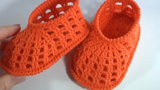 How CUTE are they FAST Beautiful Openwork Crochet Baby Shoes [upl. by Ayaros]