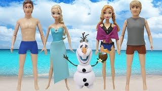 Play Doh Elsa Anna Hans Kristoff Olaf Beachwear Inspired Costumes [upl. by Ielhsa]