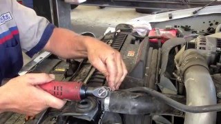 Ford 60 powerstroke diesel radiator removal and install [upl. by Nwahsd]