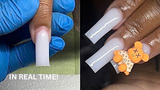 BEGINNER ACRYLIC NAIL TUTORIAL  BEGINNER NAIL ADVICE   cutting down time🙊 [upl. by Aissatsana]