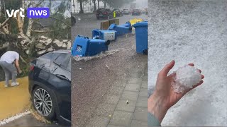 Kolkend water blikseminslag omgevallen bomen Hevig onweer houdt lelijk huis [upl. by Nolyaj]