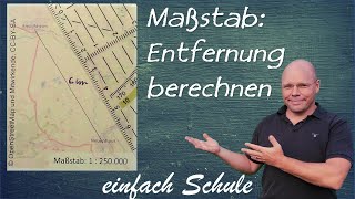 Entfernung in Wirklichkeit aus Maßstab berechnen  einfach erklärt [upl. by Yelsnia226]