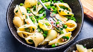 Pasta with Peas and Pancetta  Easy and Delicious [upl. by Aleil]