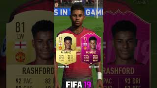 MARCUS RASHFORD best vs worst card in EVERY FIFA 1723⚽shorts fifa eafc24 fifa23 rashford [upl. by Nnyleak]