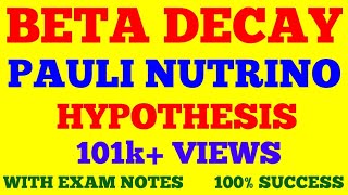 BETA DECAY AND PAULI NUTRINO HYPOTHESIS  NUTRINO HYPOTHESIS  CONTINUOUS BETA ENERGY SPECTRUM [upl. by Katee]