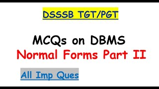 Normalization DBMS MCQs  Part2NETGATEISROPGTNIELIT [upl. by Buatti]