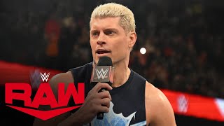 Cody Rhodes reveals that Randy Orton will compete at WarGames Raw highlights Nov 20 2023 [upl. by Mandler159]