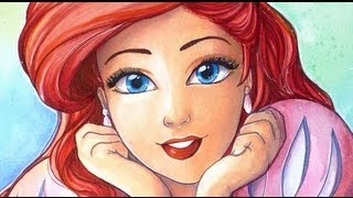 Disney Princess Ariel Watercolor  Copic Marker FANART drawing [upl. by Kind]