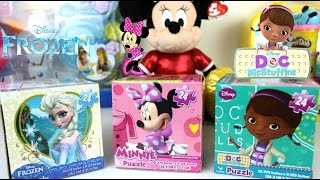 3 Puzzles de Frozen Doctora Juguetes y Minnie Mouse Juguetes [upl. by Ycinuq366]