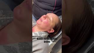 Mapping brows before color correction powderbrows pmu eyebrows microblading artist tattoo [upl. by Harraf]