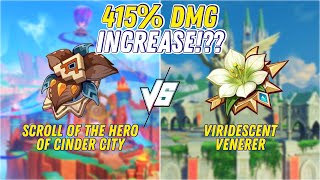 Scroll of the Hero of Cinder City vs Viridescent Venerer  Artifact Comparison  Genshin Impact [upl. by Roskes]