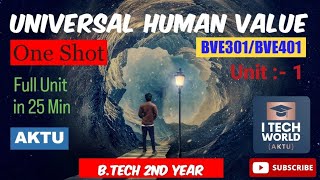 Universal Human Values UHV Unit 1 One Shot Video Full Explanation AKTU BVE301401 BTech 2nd Yr [upl. by Eillas65]