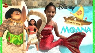 Disney Moana Turns Mermaid Mauis Magical Fish Hook Adventure Canoe Unboxing  Toys Academy [upl. by Doehne]