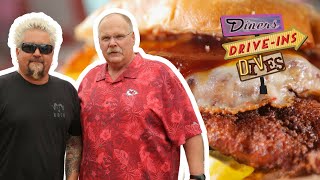 Guy Eats at Pigwich in KC with Chiefs Coach Andy Reid  Diners DriveIns and Dives  Food Network [upl. by Ecneralc]