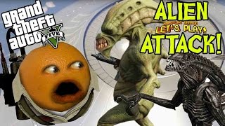 Annoying Orange  GTA V ALIEN ATTACK [upl. by Aitnahs]