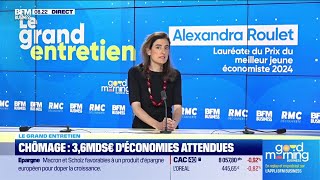 Alexandra Roulet Prix du meilleur jeune économiste 2024  Chômage 36 Mds€ déconomies attendues [upl. by Acsehcnarf]