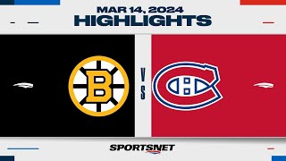 NHL Highlights  Bruins vs Canadiens  March 14 2024 [upl. by Etnuahs]