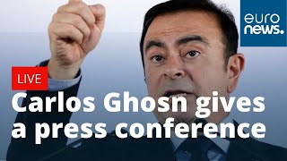 Carlos Ghosn Nissans exboss gives a press conference in Beirut  LIVE [upl. by Lirbij782]